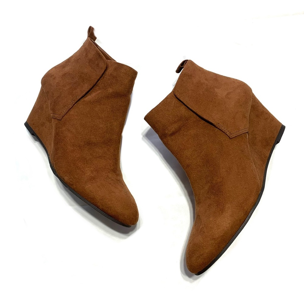 Forever 21 Brown Faux Suede Wedge Booties Size 6